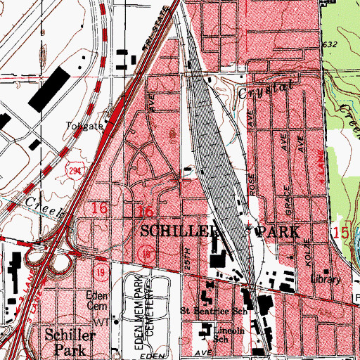 Topographic Map of Schiller Park Fire Department Station 2, IL