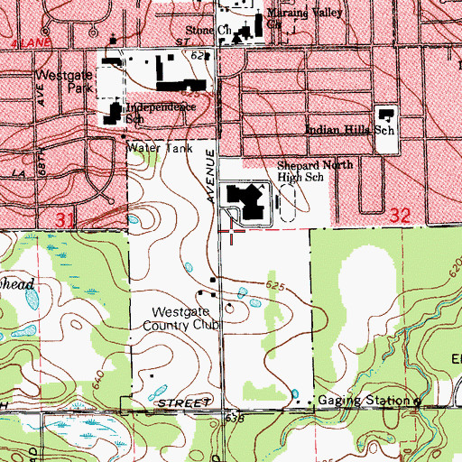 Topographic Map of Palos Heights Fire Protection District Station 2, IL