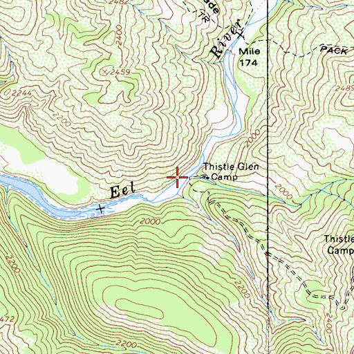 Topographic Map of Thistle Glade Creek, CA
