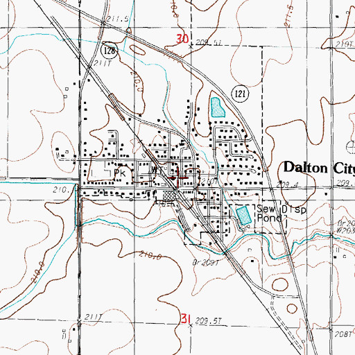 Topographic Map of Dora Township Fire Protection District, IL