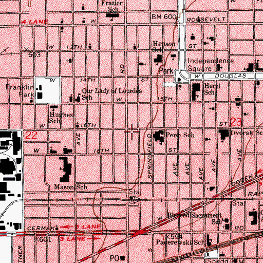 Topographic Map of Chicago Fire Department Engine Company 38, IL