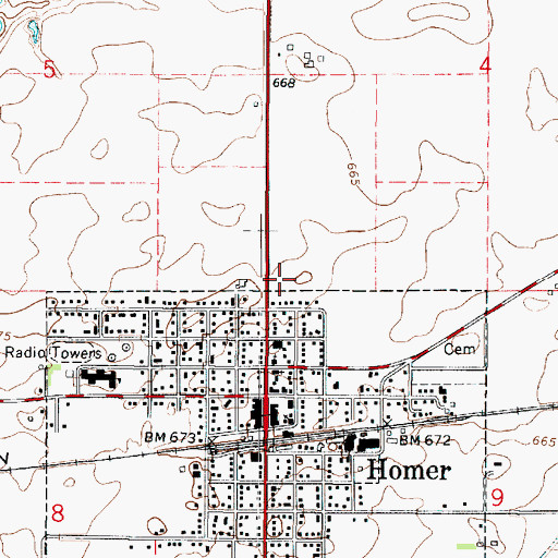 Topographic Map of Homer Fire Protection District Station 1, IL