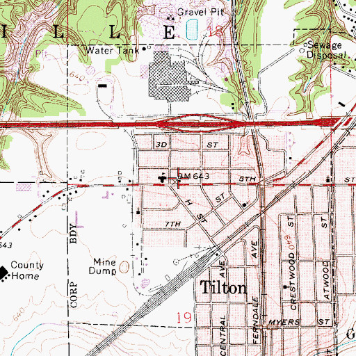 Topographic Map of Tilton Fire and Rescue Station 1, IL