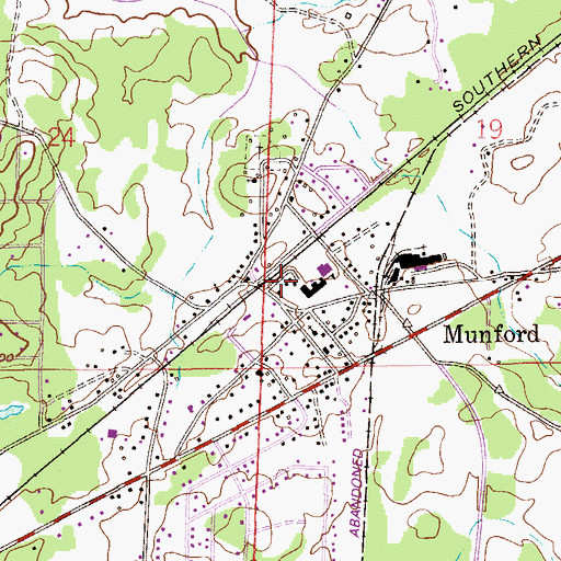 Topographic Map of Munford Volunteer Fire Department, AL
