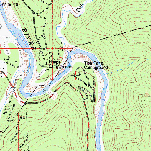 Topographic Map of Tish Tang Campground, CA