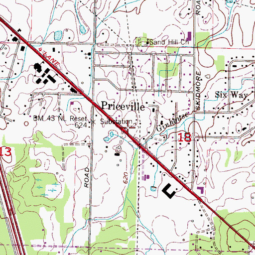 Topographic Map of Priceville Volunteer Fire Department Station 1, AL