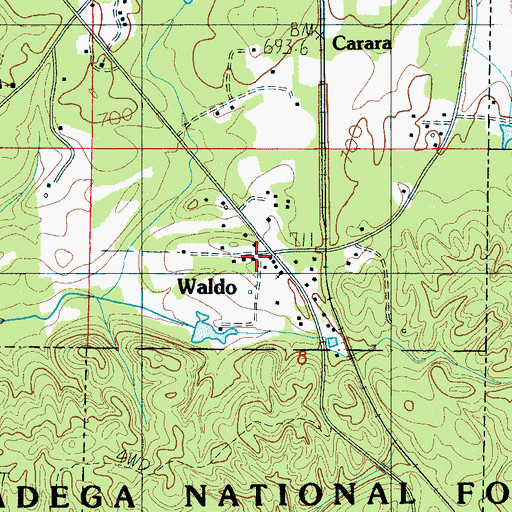 Topographic Map of Waldo Volunteer Fire Department, AL