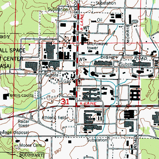 Topographic Map of Redstone Arsenal Fire Station 1, AL