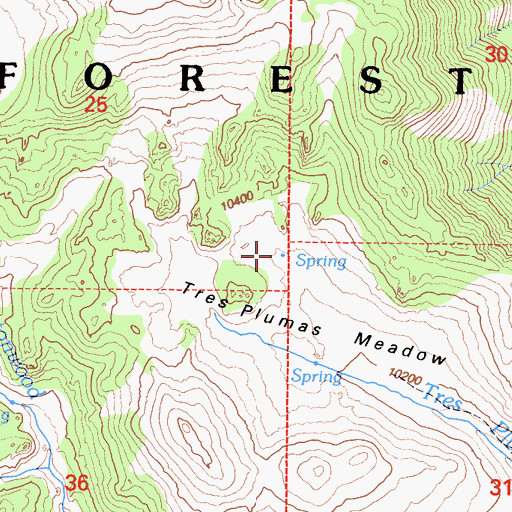 Topographic Map of Tres Plumas Meadow, CA