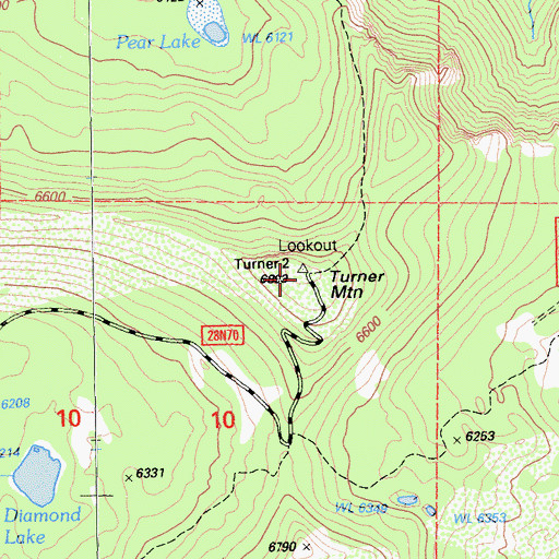 Topographic Map of Turner Mountain, CA