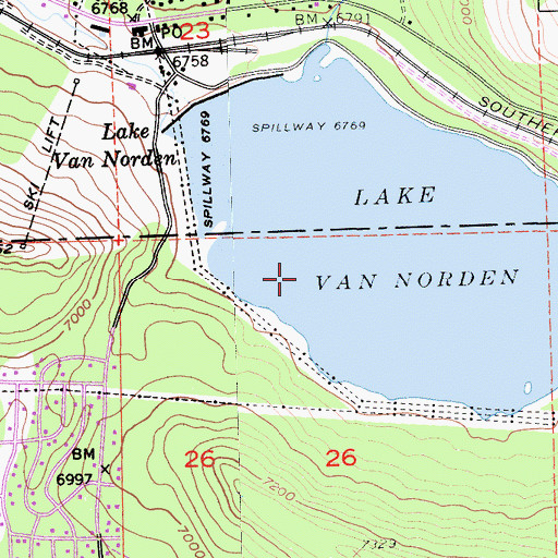 Topographic Map of Lake Van Norden, CA