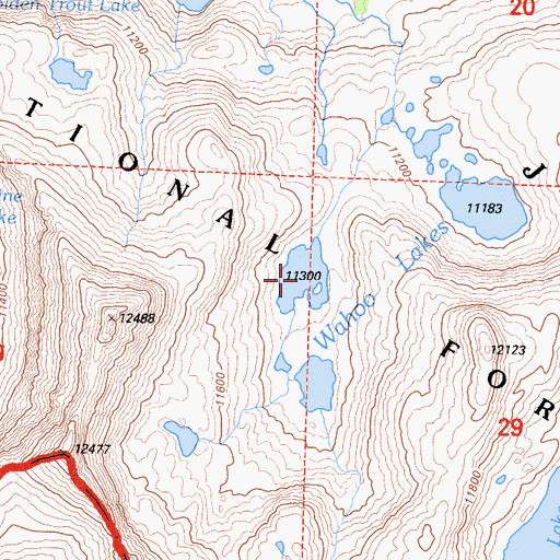 Topographic Map of Wahoo Lake, CA