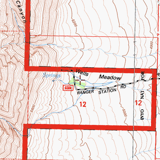 Topographic Map of Wells Meadow, CA