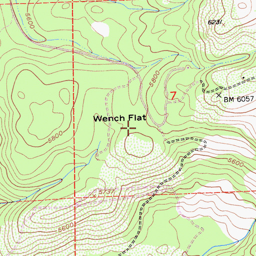 Topographic Map of Wench Flat, CA