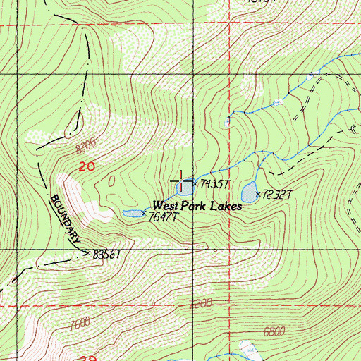 Topographic Map of West Park Lakes, CA