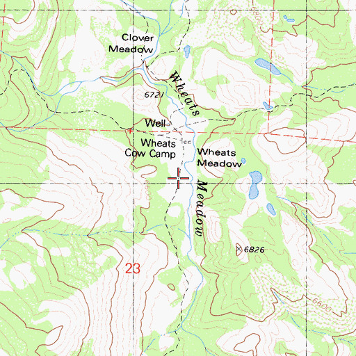 Topographic Map of Wheats Meadow, CA
