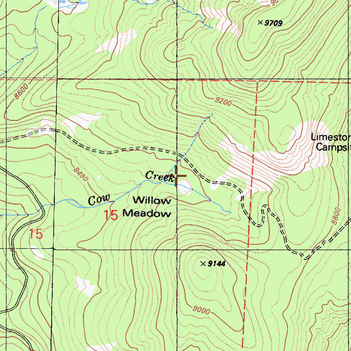 Topographic Map of Willow Meadow, CA