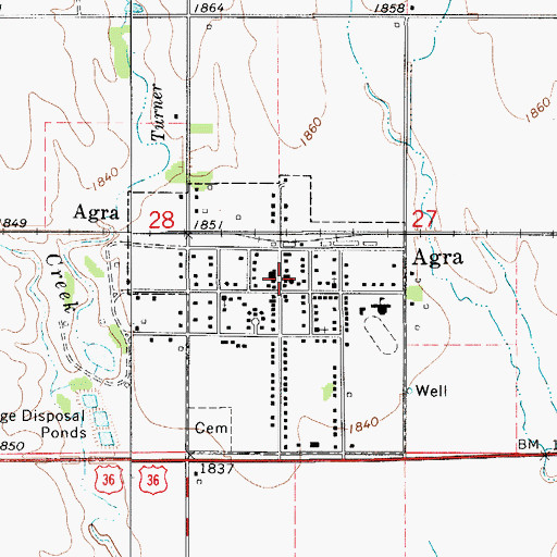 Topographic Map of Agra American Legion Hall, KS