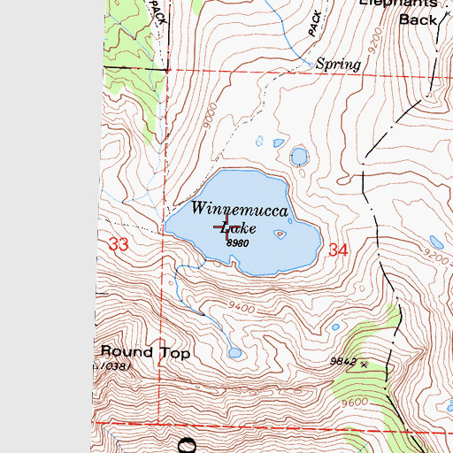 Topographic Map of Winnemucca Lake, CA