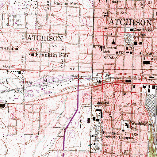 Topographic Map of Atchison Area Chamber of Commerce Visitor Information Center, KS