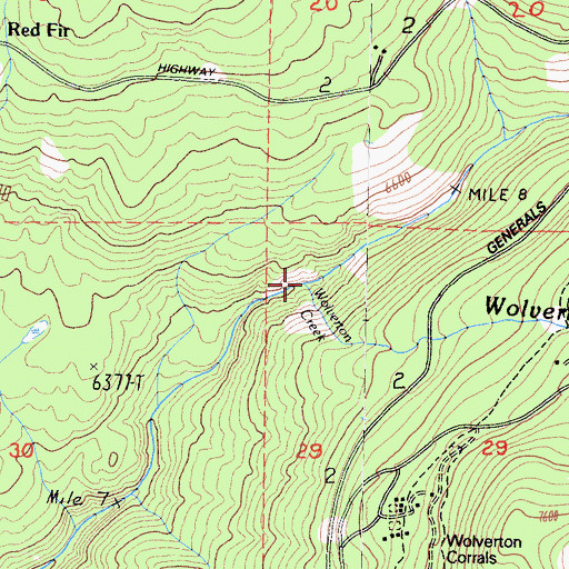 Topographic Map of Wolverton Creek, CA