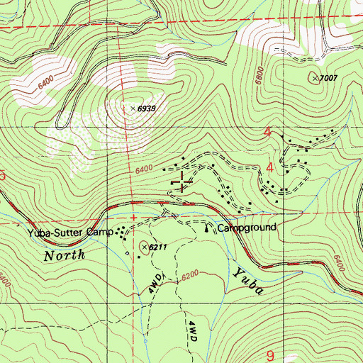 Topographic Map of Yuba-Sutter Camp, CA
