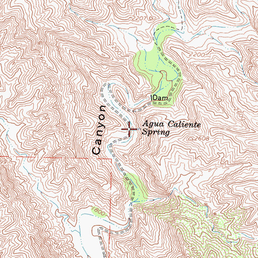 Topographic Map of Agua Caliente Spring, CA