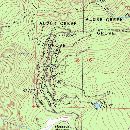 Topographic Map of Alder Creek Grove, CA