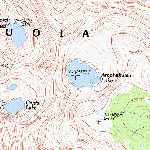 Topographic Map of Amphitheater Lake, CA