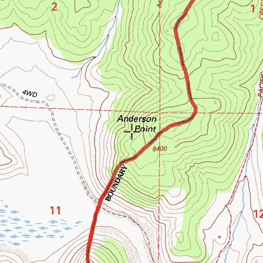 Topographic Map of Anderson Point, CA