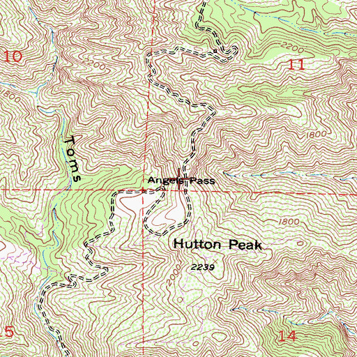 Topographic Map of Angels Pass, CA