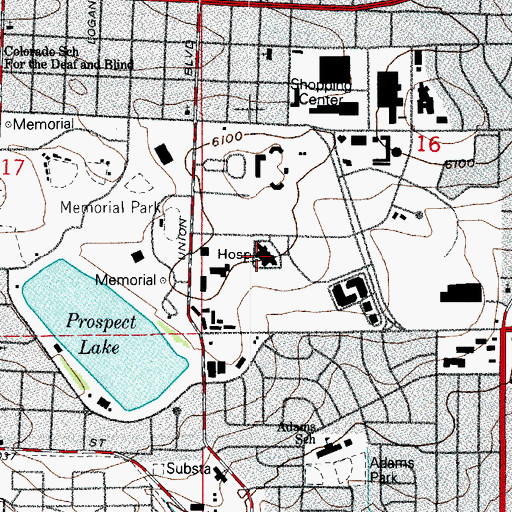 Topographic Map of HealthSouth Rehabilitation Hospital of Colorado Springs, CO