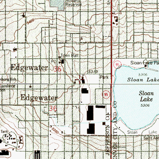 Topographic Map of Edgewater Elementary School, CO