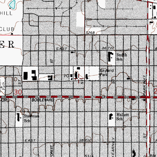 Topographic Map of Denver Public Library Pauline Robinson Branch, CO