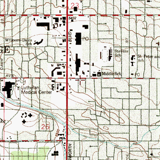 Topographic Map of Calvary Temple Christian Church, CO