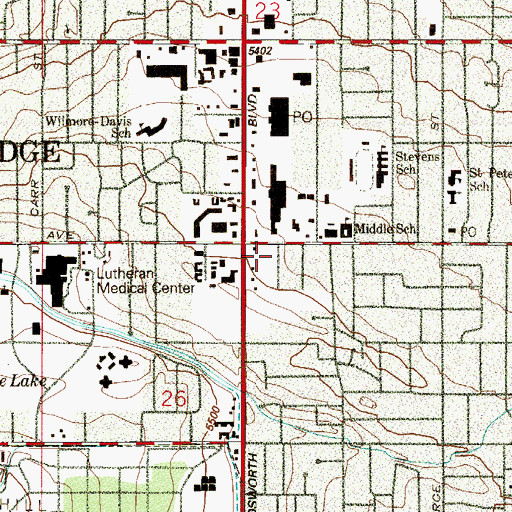 Topographic Map of Wheat Ridge United Methodist Church, CO