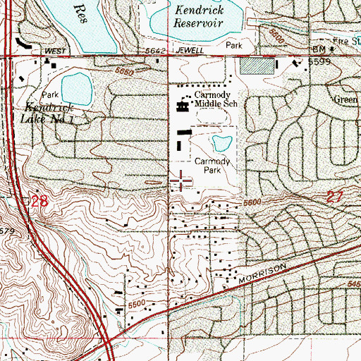 Topographic Map of Foothills Ice Arena, CO