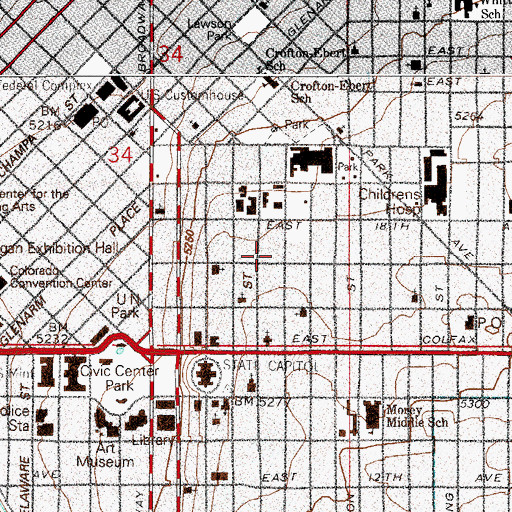 Topographic Map of Avenue Theatre, CO