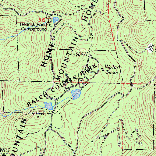 Topographic Map of Balch Park, CA