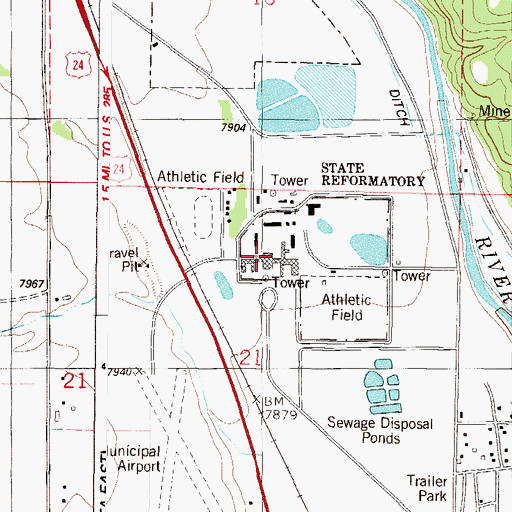 Topographic Map of Buena Vista Correctional Facility, CO