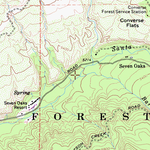Topographic Map of Barton Creek, CA