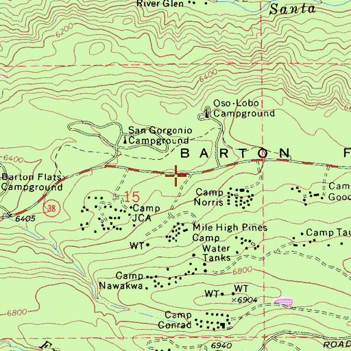 Topographic Map of Barton Flats, CA