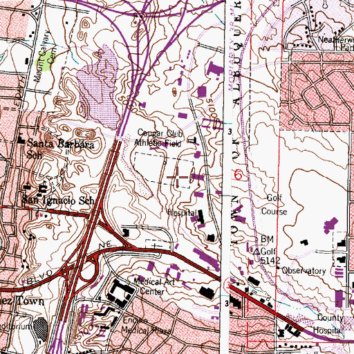 Topographic Map of University of New Mexico Cancer Center, NM