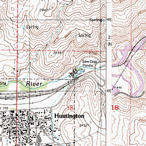 Topographic Map of Huntington Wastewater Treatment Ponds, OR