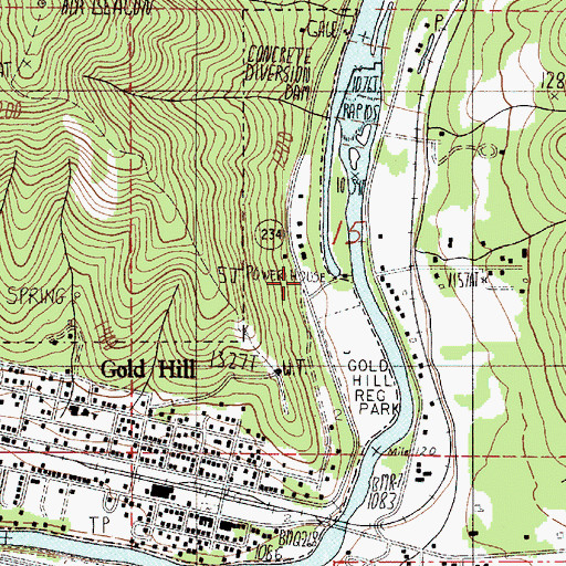 Topographic Map of Gold Hill Chavner Water Treatment Plant, OR