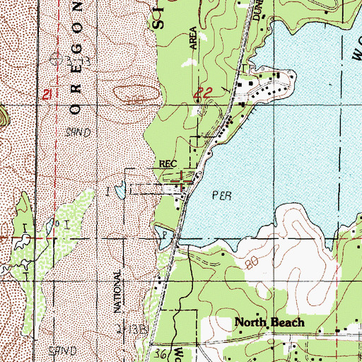 Topographic Map of Lake Woahink Seaplane Base, OR