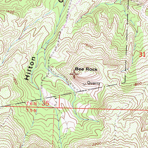 Topographic Map of Bee Rock, CA