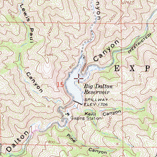 Topographic Map of Big Dalton Reservoir, CA
