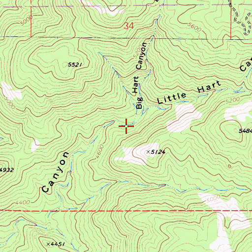 Topographic Map of Big Hart Canyon, CA