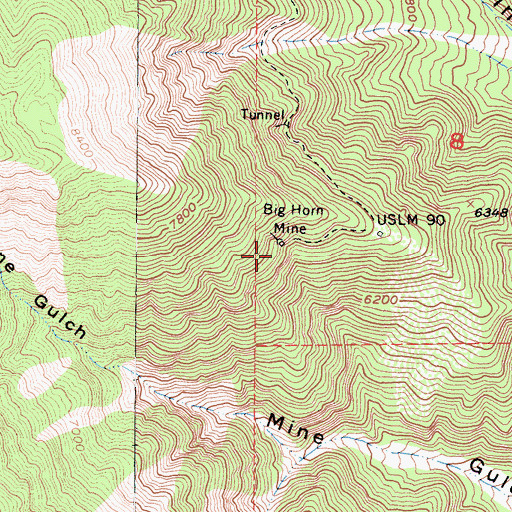 Topographic Map of Big Horn Mine, CA